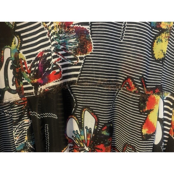 New ALI MILES Butterflies Floral Striped Abstract Art to wear Boho Tunic Bell 2X - Picture 9 of 16